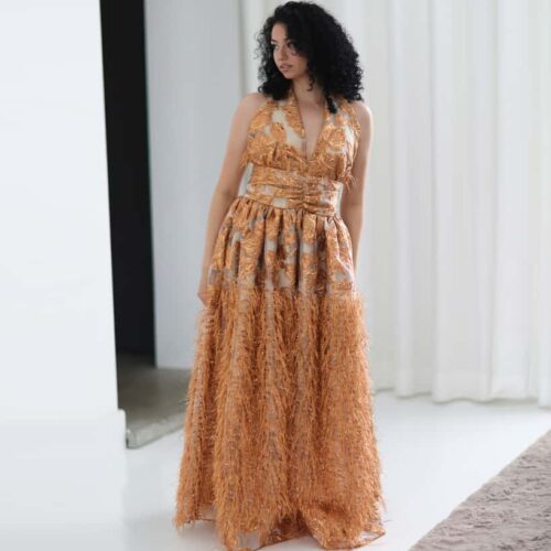 Peach Halter Neck Dress