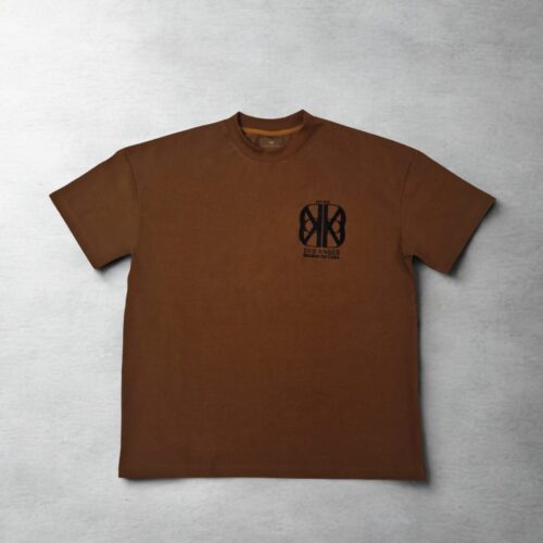 MOWA Embroidered Logo Brown Tee 240GSM