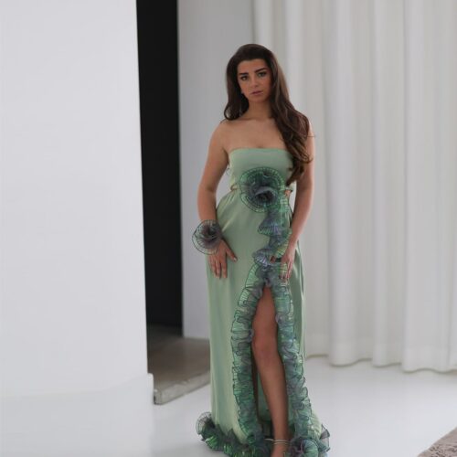 Floral Green Gold Dress